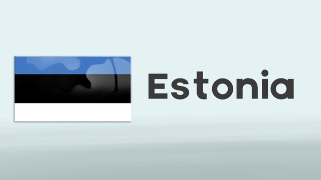 3d Presentation promo intro in white background with a colorful ribon of the flag and country of Estonia