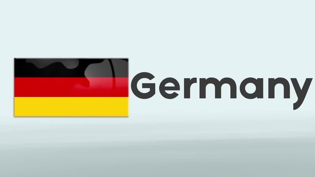 3d Presentation promo intro in white background with a colorful ribon of the flag and country of Germany