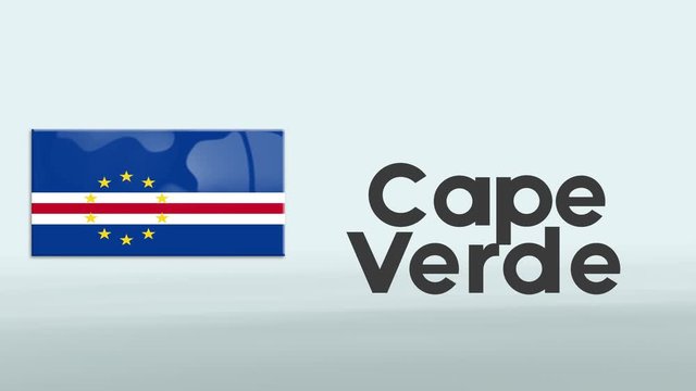 3d Presentation promo intro in white background with a colorful ribon of the flag and country of  Cape Verde