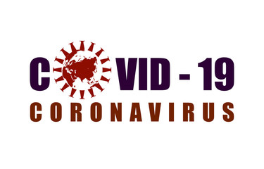 Text and symbol of corona viruses, covid-19 on white background.