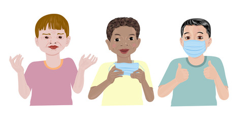 An illustration for campaign to make people aware of the importance of wearing a mask to prevent the coronary virus infection.