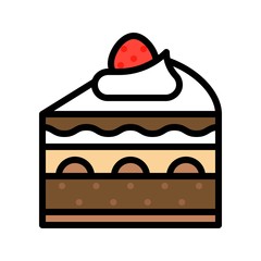 Chocolate almond cake vector illustration, filled style icon
