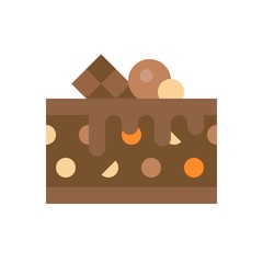 Chocolate fruit cake vector illustration, flat style icon