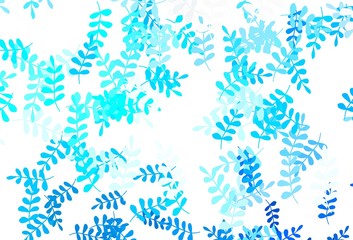 Light BLUE vector doodle layout with leaves.