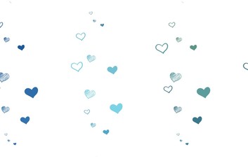 Light Blue, Green vector backdrop with sweet hearts.