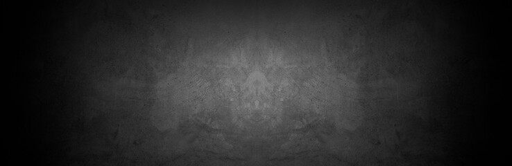Old wall texture cement dark black gray panorama background abstract grey color design are light with white gradient background.