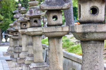 Stone lanterns in the shrine garden