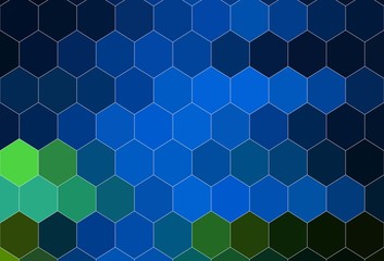 Dark Blue, Green vector backdrop with hexagons.