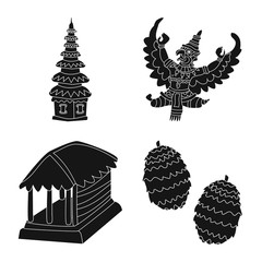 Fototapeta na wymiar Isolated object of and traditional sign. Collection of and bali stock vector illustration.