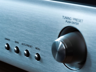 A close up of the hi-fi radio tuner front panel.