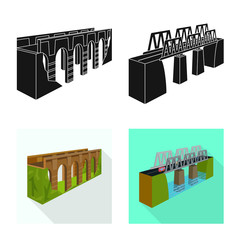 Vector illustration of connection and design icon. Set of connection and side vector icon for stock.