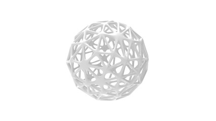 3D rendering of an organic ball mesh grid isolated on white background