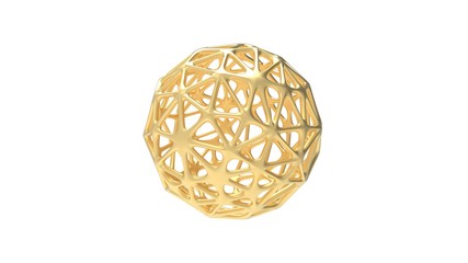 3D rendering of an organic ball mesh grid isolated on white background