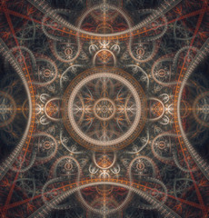 Abstract mechanical background, steampunk fractal tile