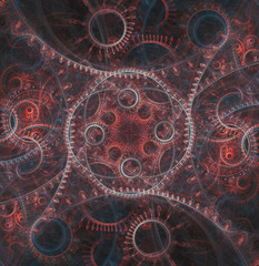 Abstract mechanical background, steampunk fractal tile