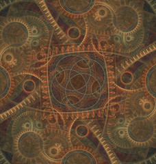 Abstract mechanical background, steampunk fractal tile