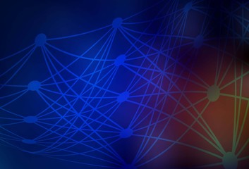 Dark Blue, Red vector template with artificial intelligence structure.