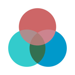 Venn diagram maths vector, Negative space, color modern icon - isolated on white background