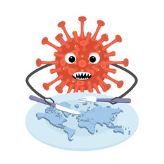 Coronovirus attacks the world. Virus epidemic concept, illustration