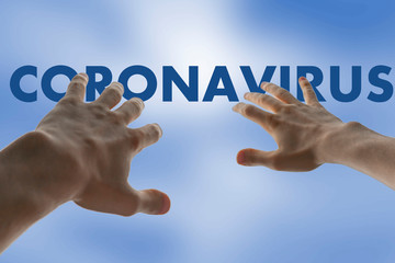 human hands protect and cover from the coronavirus problem desease