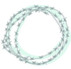 barbred wire round ball symbol isolation quarantine isolated on  white background