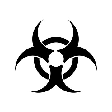 Warning sign of virus pandemic. Biohazard icon. Biohazard black symbol. Flat style icon of pandemic coronavirus or covid- 19. Vector illustration.