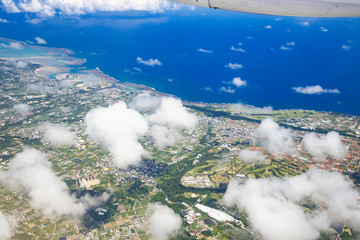 Landscape from airplane, from Okinawa to Yoron island