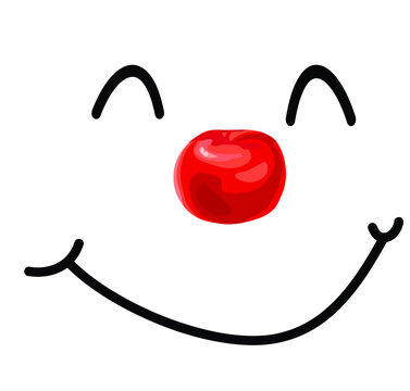cute clown red nose smiling face isolated on white background laugt icon