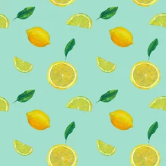 Papier peint Citrons modèle sans couture avec des citrons