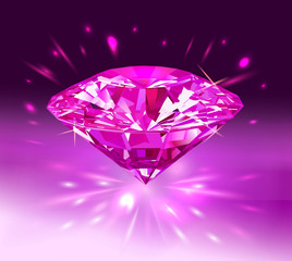 Beautiful realistic pink gemstone. vector illustration. Diamond.Vector illustration.