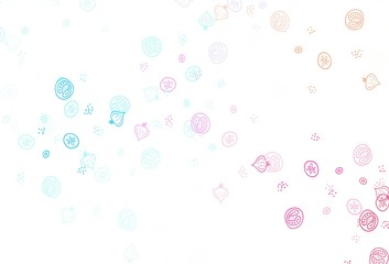 Light Blue, Red vector background with tasty food.