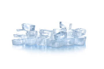 Obraz premium Crystal clear ice cubes isolated on white