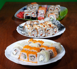 a large set of rolls on plates