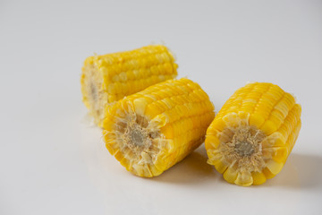 Fresh corn on a white background