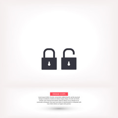 Lock vector icon , lorem ipsum Flat design