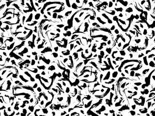 Hand drawn expressive brush strokes seamless pattern. Creative vector endless background painted by ink. Abstract grunge texture