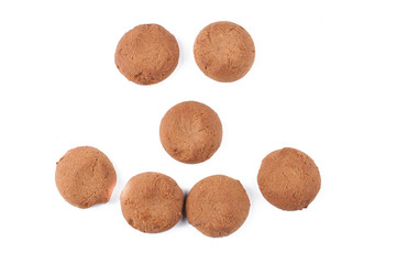 Chocolate cookie isolated on white background.Copy space