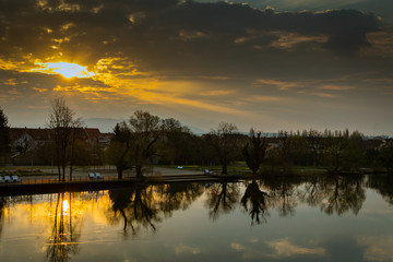 sunset over lake