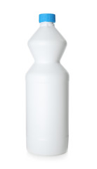 Bottle with detergent isolated on white. Cleaning supplies