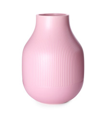 Stylish empty ceramic vase isolated on white