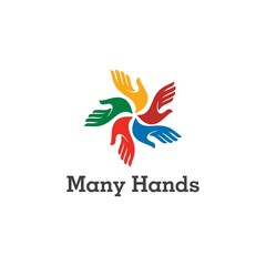 Many Hands Logo Abstract and Vector