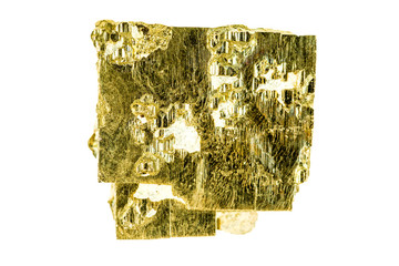 Pyrite gemstone cut out on white background