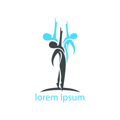 Human logo holding hands, Community logo with several people + Family icon+ Human logo