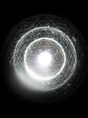 A circular image showing a computer programs eye as it is searching through data