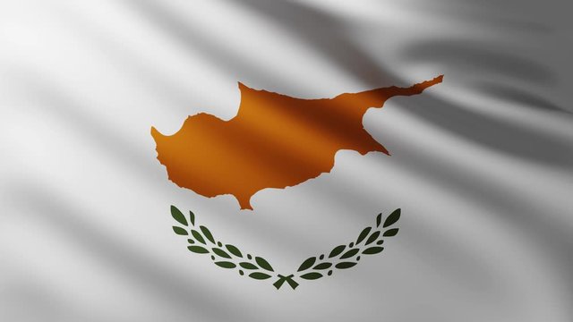 Large Flag of Cyprus fullscreen background fluttering in the wind