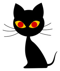 a black cat with yellow eyes
