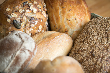Close-Up Of Bread Rolls In A Bowl