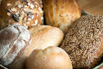 Fresh Bread Buns Close-Up In A Bowl