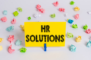 Handwriting text Hr Solutions. Conceptual photo all the technology businesses use to manage...