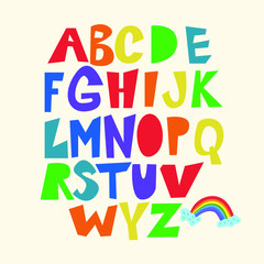 cute colorful alphabet for children, learning letters for little ones,rainbow 